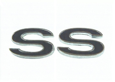 Fender Emblems for 1969 Chevrolet Impala 427 SS - 2 Pairs Black/Chrome