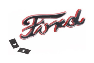Hood Emblem for 1940 Ford Deluxe Models - Ford Chrome/Red