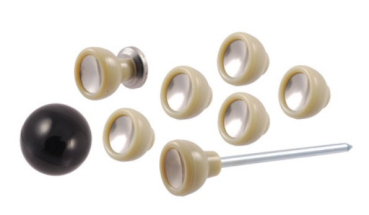Dash Knob Set for 1950 Ford Convertible - ivory/black/stainless steel