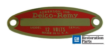 Delco-Remy Anlasser-Typenschild für 1953-60 Buick