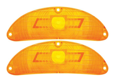 Park/Turn Lamp Lenses -Amber- with Bow Tie for 1955 Chevrolet Bel Air - Pair