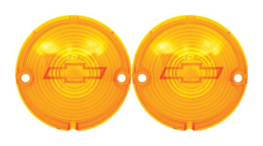 Park/Turn Lamp Lenses -Amber- with Bow Tie for 1957 Chevrolet Bel Air - Pair