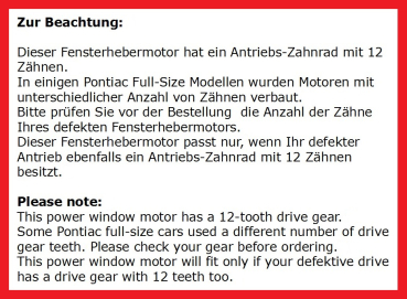 Fensterheber-Motor für 1958 Pontiac Catalina - Fenster hinten/linke Seite