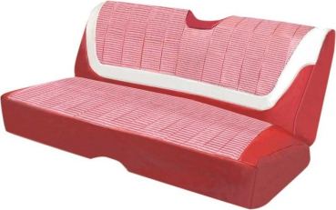Seat Upholstery -Vinyl- for 1960 Chevrolet Impala Convertible with Split Front Bench Seat - Red/White