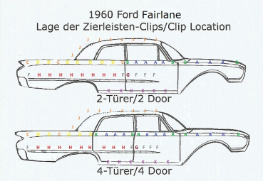 Molding Clip -A- for 1960 Ford Fairlane - Fender/Upper Doors