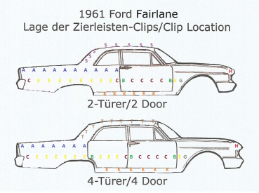 Molding Clip -A- for 1961 Ford Fairlane - Upper Quarter Panel