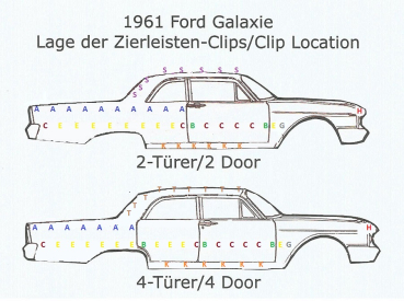 Molding Clip -G/H- for 1961 Ford Galaxie - Fender