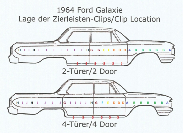 Molding Clip -D- for 1964 Ford Galaxie - Front Door