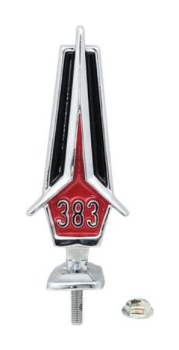 Hood Ornament Emblem for 1967 Plymouth Belvedere 383 Four Barrel - 383 Black/Red