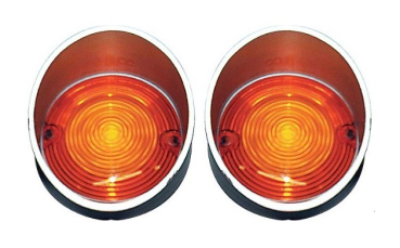 Park/Turn Light Lenses -Amber- for 1968-69 Dodge Coronet - Pair