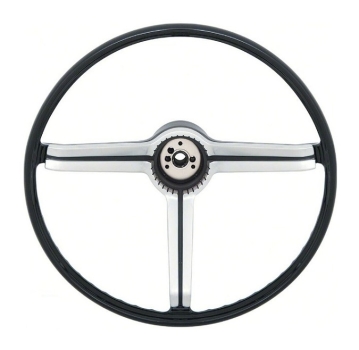 Deluxe Steering Wheel for 1968 Chevrolet Impala - Black / Brushed Chrome