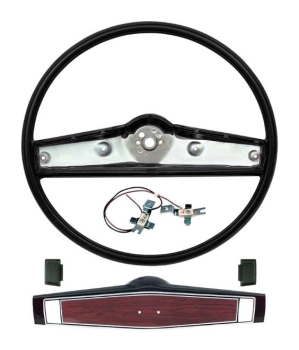 Steering Wheel Kit for 1969-70 Chevrolet Impala / Full Size Models - Black / Cherrywood
