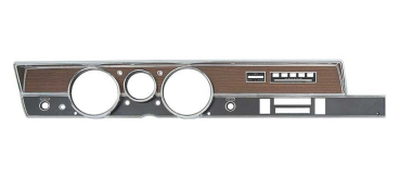 Rallye Instrument Bezel for 1970 Plymouth Duster 340 Models with AC/with Radio - Woodgrain/Black