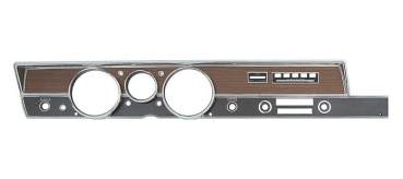 Rallye Instrument Bezel for 1971 Plymouth Duster 340 Models with AC/with Radio - Woodgrain/Black