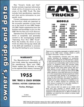 Owners Guide and Data for 1955 GMC Pickup / Truck (English)