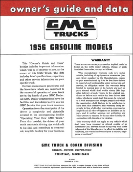 Owners Guide and Data for 1956 GMC Pickup / Truck Gasoline Models (English)