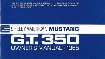 1965 Shelby Mustang - Betriebsanleitung (englisch)