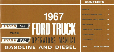 Owners Manual for 1967 Ford Pickup / Truck (English)
