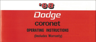 1968 Dodge Coronet - Betriebsanleitung (englisch)