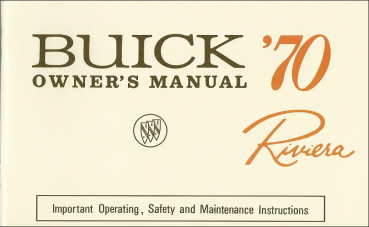 1970 Buick Riviera - Owners Manual (English)