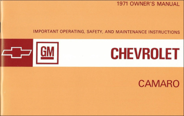 1971 Chevrolet Camaro - Betriebsanleitung (englisch)