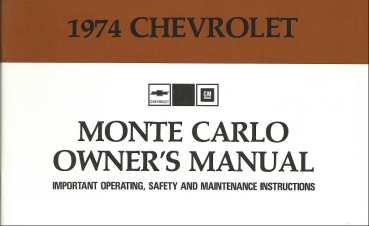 1974 Chevrolet Monte Carlo - Betriebsanleitung (englisch)