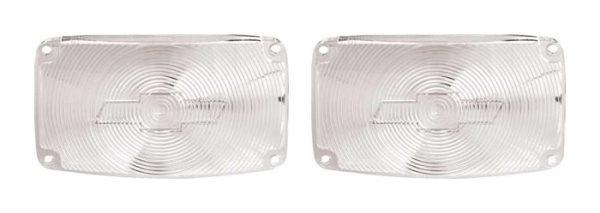 Park/Turn Lamp Lenses -Clear- with Bow Tie for 1956 Chevrolet Bel Air - Pair