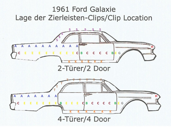 Molding Clip -G/H- for 1961 Ford Galaxie - Fender