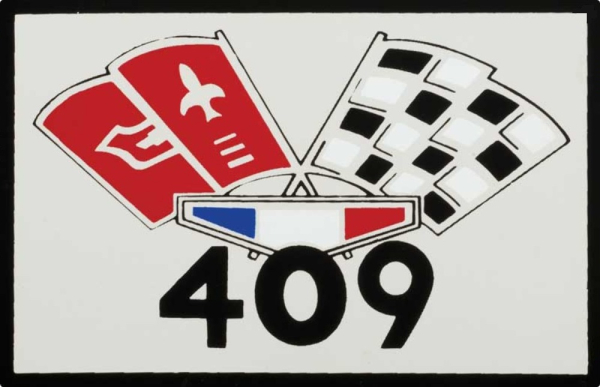 "409 Crossed Flag" Air Cleaner Decal (1963 Impala)