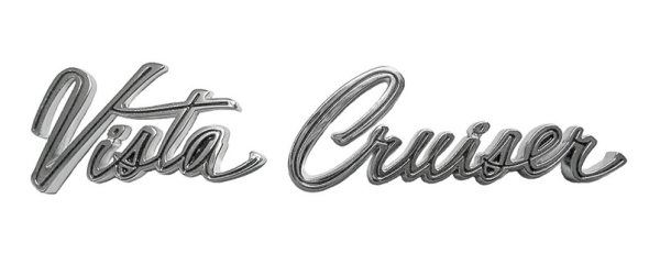 Kotflügel-Emblem für 1965-69 Oldsmobile Cutlass Vista Cruiser - Schriftzug "Vista Cruiser"