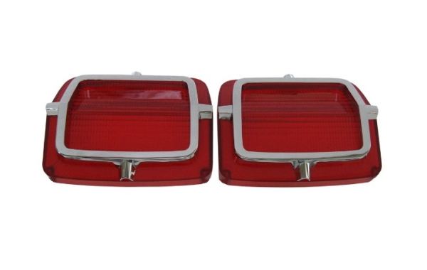 Tail Lamp Lenses with Chrome Trim for 1965 Plymouth Belvedere - Pair