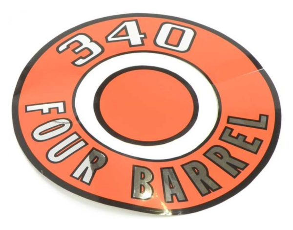 Luftfilter-Decal für 1966-71 Mopar 340 Four Barrel - orange