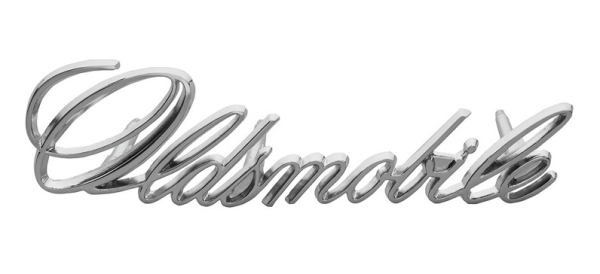 Grille Emblem for 1971-72 Oldsmobile Cutlass - Script "Oldsmobile"