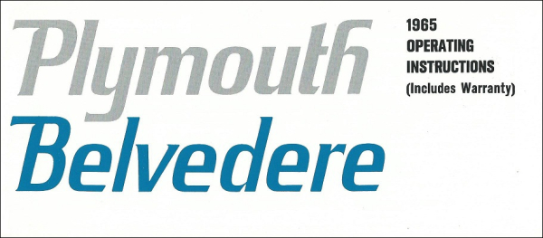 1965 Plymouth Belvedere - Betriebsanleitung (englisch)