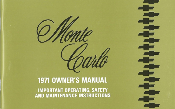 1971 Chevrolet Monte Carlo - Betriebsanleitung (englisch)