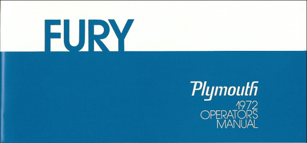 1972 Plymouth Fury - Betriebsanleitung (englisch)