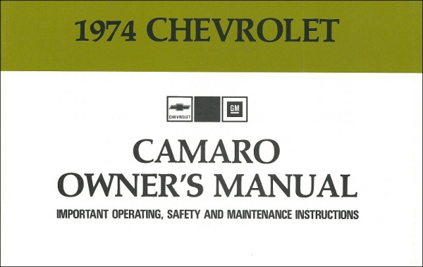 1974 Chevrolet Camaro - Owners Manual (English)