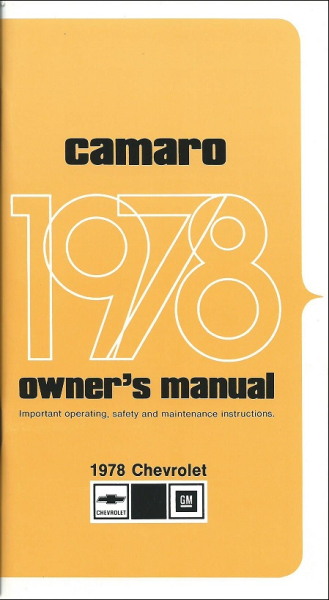 1978 Chevrolet Camaro - Betriebsanleitung (englisch)